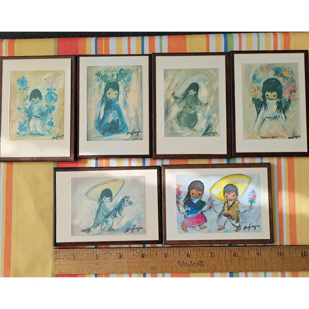 DeGrazia Signed Folk Art Prints Lot of 6 Flowers, Horse, Indian, Vintage, Sealed